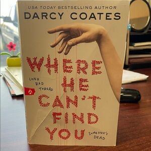 Darcy Coates "Where He Can't Find You" Paperback - Cream & Red Cover